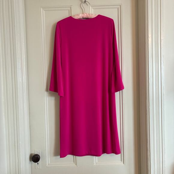 Chico's Dress Size 0 = Womens XS Hot Pink Flowy Sleeves Midi Glam - Picture 2 of 8